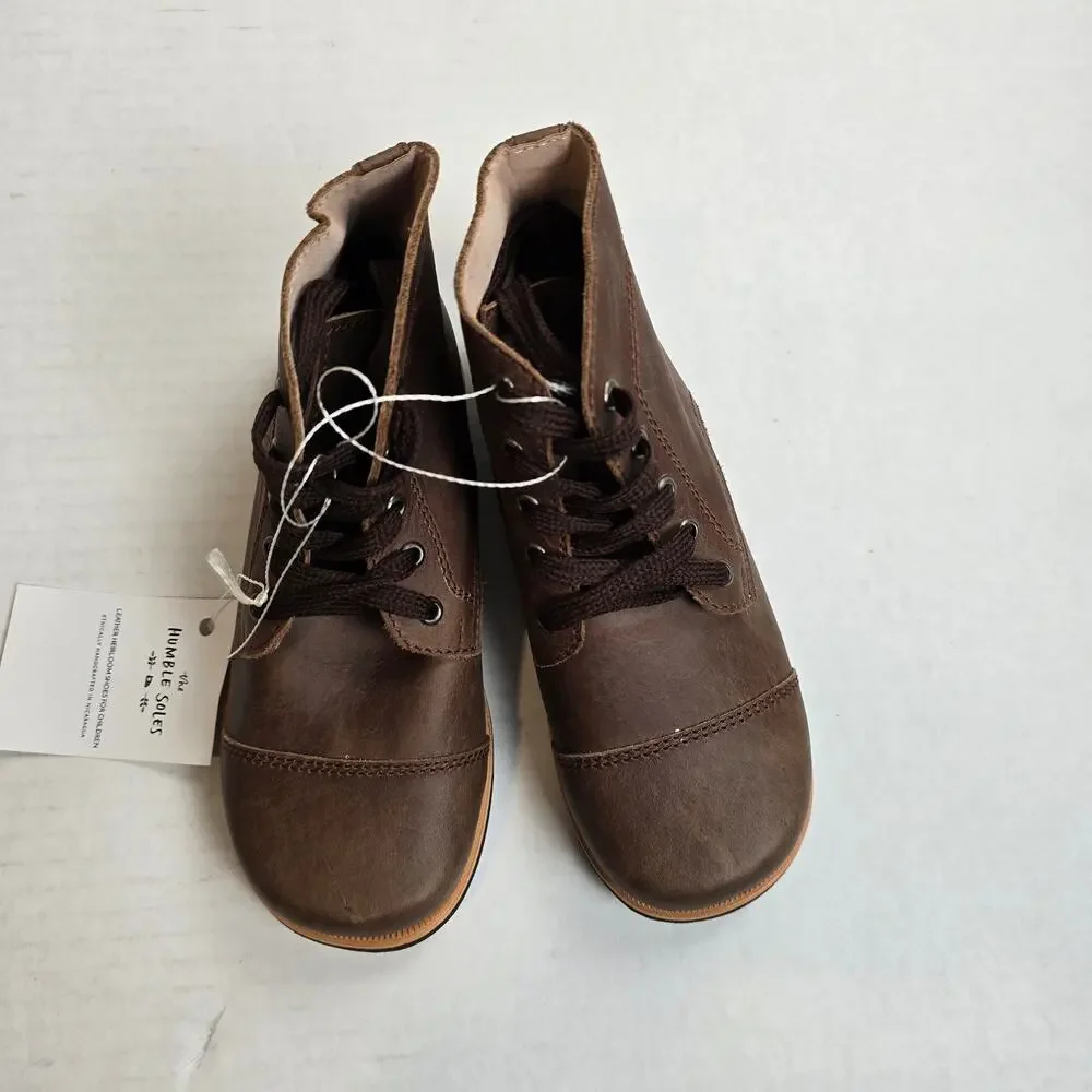 The Humble Soles Marlow Boots Youth Size 30/12 Chocolate Leather Lace Up Shoes